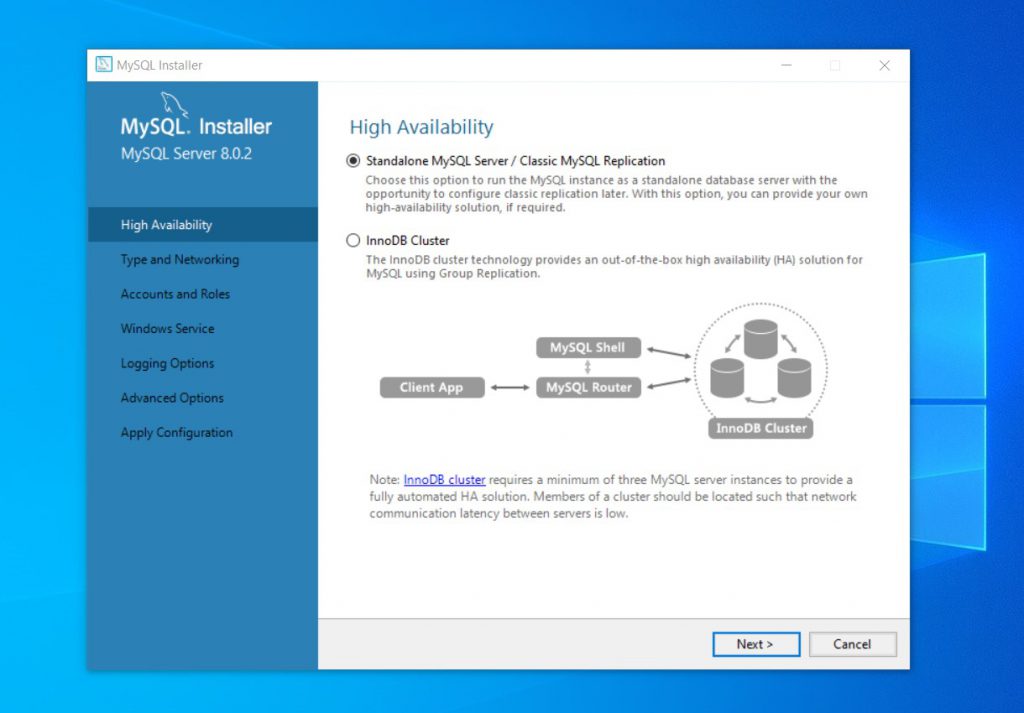 MySQL Availability in Standalone Mode.

Part of How to Install WordPress on Windows IIS.